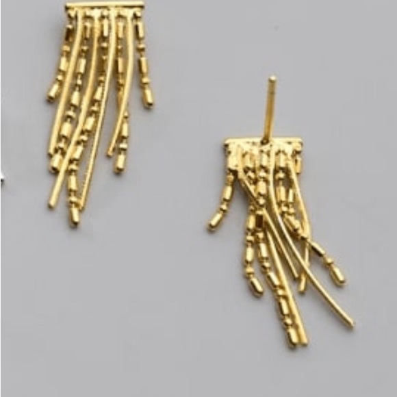 18k GOLD PLATED OVER SOLID STERLING SILVER 925 TASSEL EARRINGS - Picture 5 of 5